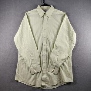 Brooks Brothers Men 16.5 33 L Green Gingham Button Down Dress Shirt EUC Classic